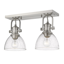  3118-2SF PW-SD - Hines 2-Light Semi-Flush in Pewter with Seeded Glass