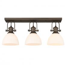  3118-3SF RBZ-OP - Hines 3-Light Semi-Flush in Rubbed Bronze with Opal Glass