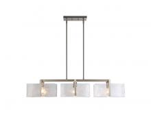  3164-LP PW-HWG - Aenon 3-Light Linear Pendant in Pewter with Hammered Water Glass