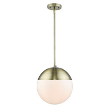  3218-L AB-AB - Dixon Pendant in Aged Brass with Opal Glass and Aged Brass Cap