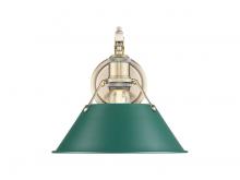 Golden 3306-1W AB-GN - Orwell 1-Light Wall Sconce in Aged Brass with Pine Green