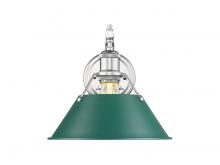 Golden 3306-1W CH-GN - Orwell 1-Light Wall Sconce in Chrome with Pine Green