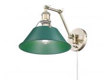 Golden 3306-A1W AB-GN - Orwell Articulating Wall Sconce in Aged Brass with Pine Green