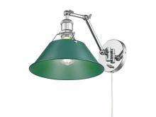 Golden 3306-A1W CH-GN - Orwell Articulating Wall Sconce in Chrome with Pine Green