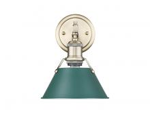 Golden 3306-BA1 AB-GN - Orwell 1-Light Bath Vanity in Aged Brass with Pine Green