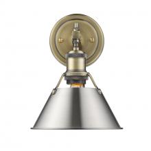 Golden 3306-BA1 AB-PW - Orwell AB 1 Light Bath Vanity in Aged Brass with Pewter shade