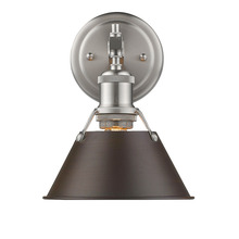 Golden 3306-BA1 PW-RBZ - Orwell PW 1 Light Bath Vanity in Pewter with Rubbed Bronze shade