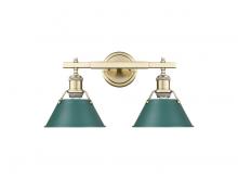 Golden 3306-BA2 AB-GN - Orwell 2-Light Vanity Light in Aged Brass with Pine Green