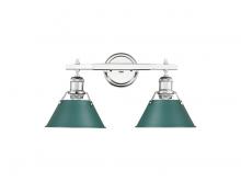 Golden 3306-BA2 CH-GN - Orwell 2-Light Vanity Light in Chrome with Pine Green