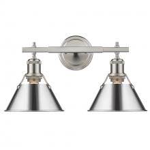 Golden 3306-BA2 PW-CH - Orwell PW 2 Light Bath Vanity in Pewter with Chrome shades