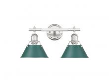 Golden 3306-BA2 PW-GN - Orwell 2-Light Vanity Light in Pewter with Pine Green