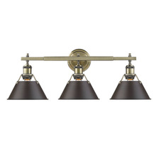 Golden 3306-BA3 AB-RBZ - Orwell AB 3 Light Bath Vanity in Aged Brass with Rubbed Bronze shades
