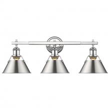 Golden 3306-BA3 CH-PW - Orwell CH 3 Light Bath Vanity in Chrome with Pewter shades