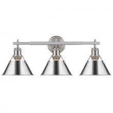 Golden 3306-BA3 PW-CH - Orwell PW 3 Light Bath Vanity in Pewter with Chrome shades