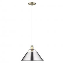 Golden 3306-L AB-CH - Orwell AB Large Pendant - 14" in Aged Brass with Chrome shade