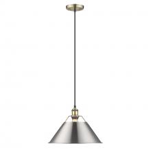 Golden 3306-L AB-PW - Orwell AB Large Pendant - 14" in Aged Brass with Pewter shade