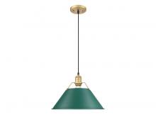 Golden 3306-L BCB-GN - Orwell 14" Wide Large Pendant in Brushed Champagne Bronze with Pine Green