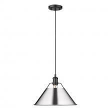 Golden 3306-L BLK-CH - Orwell BLK Large Pendant - 14" in Matte Black with Chrome shade