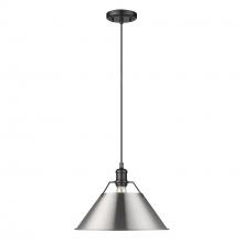 Golden 3306-L BLK-PW - Orwell BLK Large Pendant - 14" in Matte Black with Pewter shade