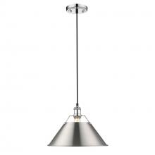Golden 3306-L CH-PW - Orwell CH Large Pendant - 14" in Chrome with Pewter shade