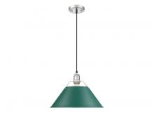  3306-L PW-GN - Orwell 14" Wide Large Pendant in Pewter with Pine Green