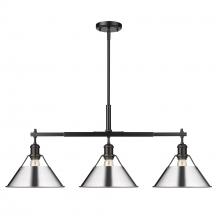 Golden 3306-LP BLK-CH - Orwell BLK 3 Light Linear Pendant in Matte Black with Chrome shades