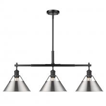 Golden 3306-LP BLK-PW - Orwell BLK 3 Light Linear Pendant in Matte Black with Pewter shades