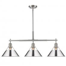 Golden 3306-LP PW-CH - Orwell PW 3 Light Linear Pendant in Pewter with Chrome shades