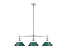  3306-LP PW-GN - Orwell 3-Light Linear Pendant in Pewter with Pine Green