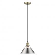 Golden 3306-M AB-PW - Orwell AB Medium Pendant - 10" in Aged Brass with Pewter shade