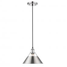 Golden 3306-M CH-PW - Orwell CH Medium Pendant - 10" in Chrome with Pewter shade