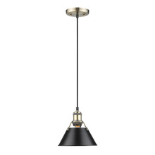 Golden 3306-S AB-BLK - Orwell AB Small Pendant - 7" in Aged Brass with Matte Black shade