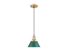 Golden 3306-S BCB-GN - Orwell 7.5" Wide Small Pendant in Brushed Champagne Bronze with Pine Green