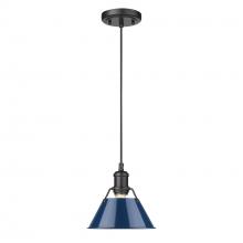 Golden 3306-S BLK-NVY - Orwell BLK Small Pendant - 7" in Matte Black with Matte Navy shade