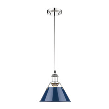 Golden 3306-S CH-NVY - Orwell CH Small Pendant - 7" in Chrome with Matte Navy shade