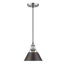 Golden 3306-S PW-RBZ - Orwell PW Small Pendant - 7" in Pewter with Rubbed Bronze shade