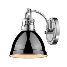  3602-BA1 CH-BK - Duncan 1 Light Bath Vanity in Chrome with a Black Shade