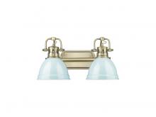 Golden 3602-BA2 AB-SF - Duncan 2-Light Bath Vanity in Aged Brass with Seafoam