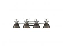 Golden 3602-BA4 CH-RBZ - Duncan 4-Light Bath Vanity in Chrome with Rubbed Bronze