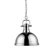  3602-L CH-CH - Duncan 1 Light Pendant with Chain in Chrome with a Chrome Shade