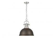 Golden 3602-L PW-RBZ - Duncan 1-Light Pendant with Chain in Pewter with Rubbed Bronze