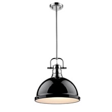  3604-L CH-BK - Duncan 1-Light Pendant with Rod in Chrome with Black