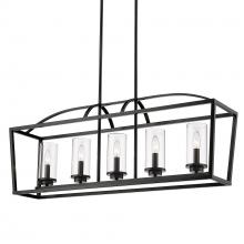  4309-LP BLK-BLK-CLR - Mercer Linear Pendant in Matte Black with Matte Black Accents and Clear Glass Shades