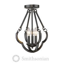 Golden 5926-SF ABZ - Smithsonian Saxon Semi Flush Convertible in Aged Bronze