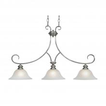  6005-10 PW - Lancaster 3 Light Linear Pendant in Pewter with Marbled Glass