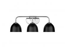  6956-BA3 CH-BLK - Zoey 3-Light Vanity Light in Chrome with Matte Black