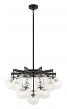 Matteo Lighting C38116MB - 16 LT 32&#34; DIAM &#34;BULBUS&#34; MATTE BLACK/CEILING CLEAR GLASS CHANDELIER LED G9 LED 10W