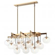 Matteo Lighting C38119AG - 19 LT 46&#34;L &#34;BULBUS&#34; AGED GOLD/CEILING CLEAR GLASS CHANDELIER LED G9 LED 10W