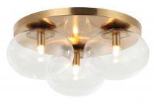 Matteo Lighting X38103AG - 3 LT 16&#34;DIA &#34;BULBUS&#34; AGED GOLD CEILING MOUNT / CLEAR GLASS G9 LED 10W