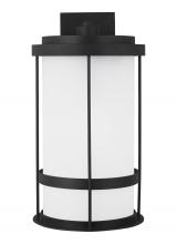 Generation Lighting 8890901D-12 - Wilburn modern 1-light outdoor exterior Dark Sky compliant extra large wall lantern sconce in black